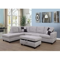 Ainehome Modern Sectional Sofa L-Shape Sectional Fabric Upholstered Couch with Chaise Ottoman Sectional Sleeper Sofa (Left Hand Facing, Light Grey)