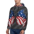 thumbnail image 3 of Goofa Butterfly With USA Flag for Men's Hooded Sweatshirt - Lightweight Pullover Hoodie with Kangaroo Pocket, Perfect for Everyday Wear-Large, 3 of 7