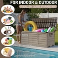 thumbnail image 4 of Ktaxon 75gal Foldable Outdoor Storage Deck Box, Collapsible Resin Garden Box with Easy Setup, Khaki, 2 pc, 4 of 15