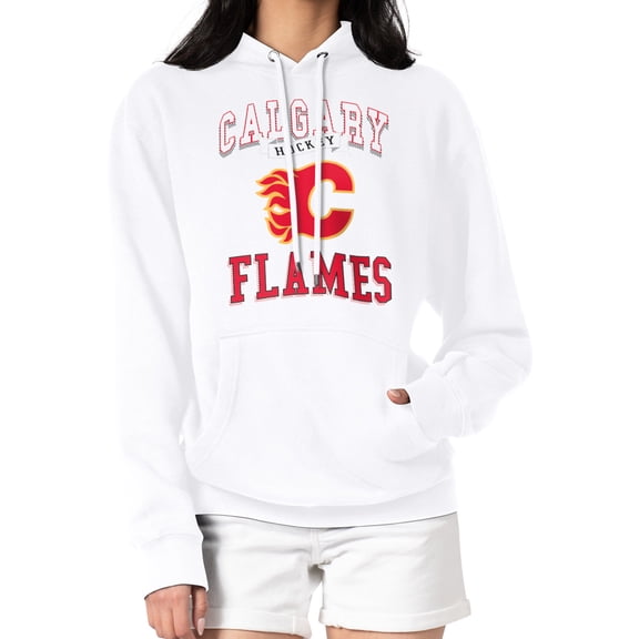 Women's G-III 4Her by Carl Banks White Calgary Flames Team Logo Tri-Blend Fleece Pullover Hoodie
