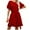 Red, variant on Inleife Womens Knee-High Dresses Plus Size Womens Casual Short Sleeve Summer Waist Tie Double Layer Ruffle Round-Neck Bandage Tunic Solid Dress