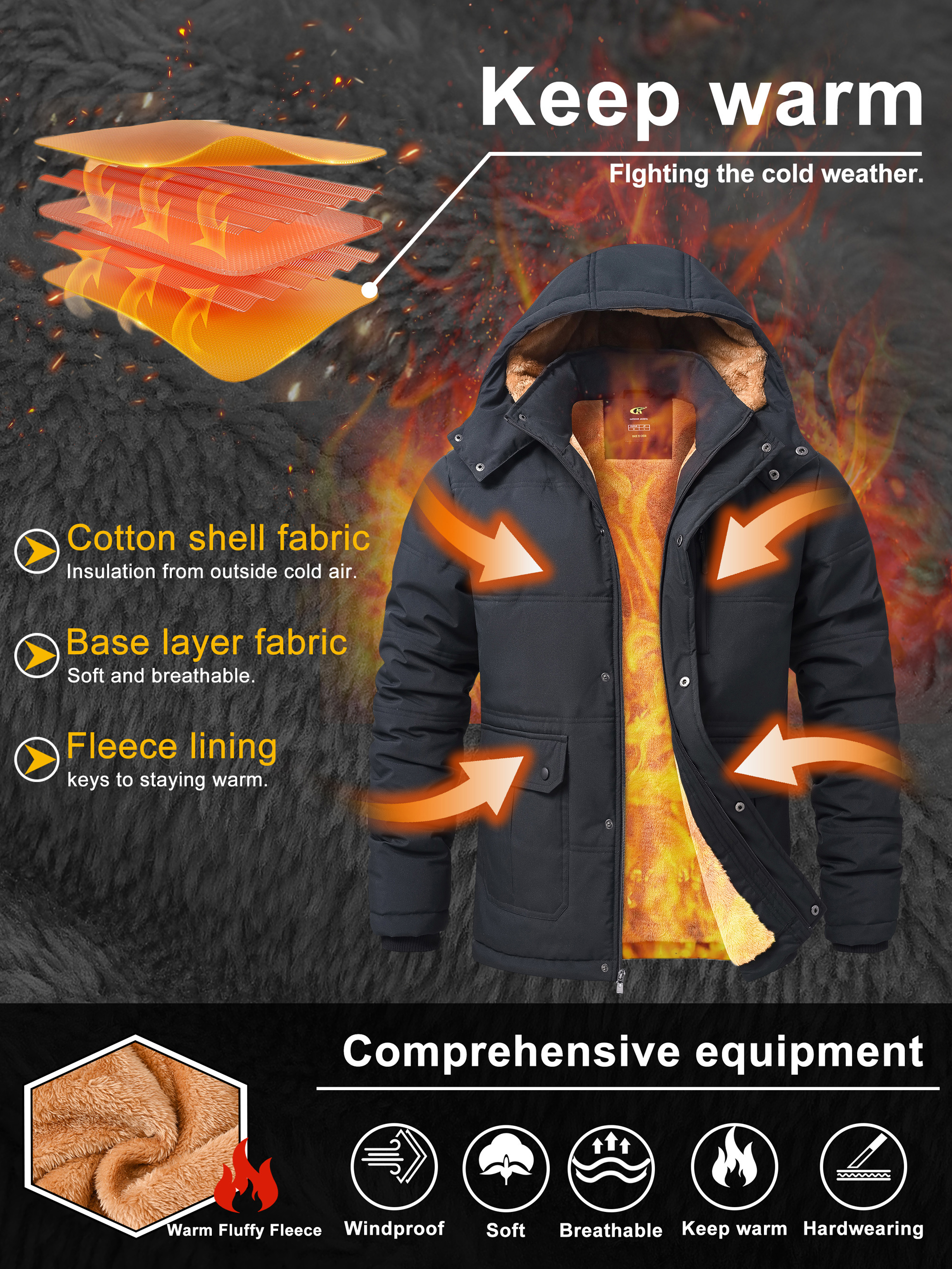 Weilanxin Men's Winter Parka with Fleece Lining and Hood photo 5