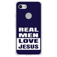 thumbnail image 1 of DistinctInk Clear Shockproof Hybrid Case for Google Pixel 3 XL (6.3" Screen) - TPU Bumper, Acrylic Back, Tempered Glass Screen Protector - Navy Real Men Love Jesus - Show Your Love of Christ, 1 of 5