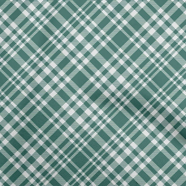 oneOone Cotton Cambric Dark Teal Blue Fabric Check Craft Projects Decor Fabric Printed By The Yard 42 Inch Wide
