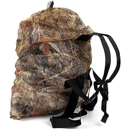 Green/Camo Mesh Duck Decoy Bag with Adjustable Shoulder Straps - Large Waterfowl Decoys Storage Backpack for Duck Goose & Turkey Hunting