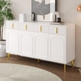 thumbnail image 2 of Noble House Sideboard with Gold Handles and Legs,4 Doors,4 Drawers,White, 2 of 10