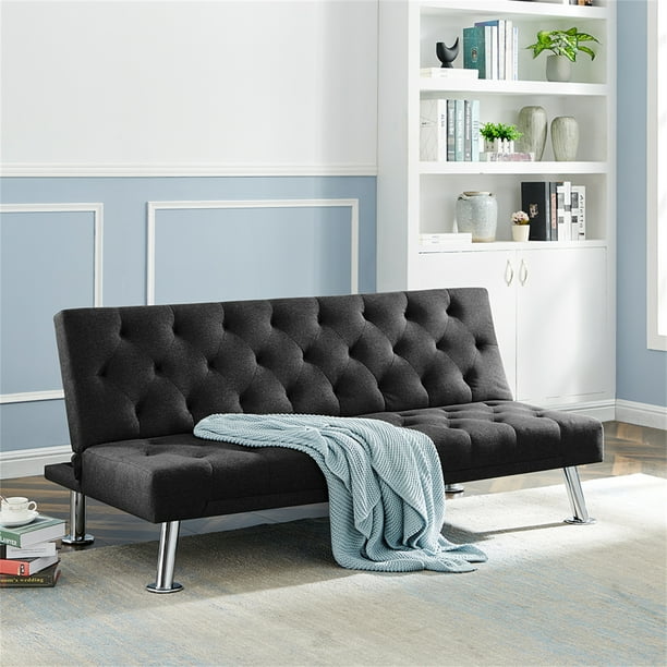 Futon Sofa Bed Modern Convertible Armless Sleeper Couch Daybed For Studio Apartment Office Small Space Compact Living Room Black Com Futon Sofa Bed Modern Convertible, Small Daybed Sofa Couch