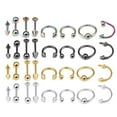 thumbnail image 2 of NUZYZ 16Pcs Lip Nose Eyebrow Stud Belly Tongue Rings Body Piercing Tool Jewelry Golden, 2 of 2