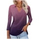 thumbnail image 1 of Blusas para las Mujeres Casual 3/4 Manga Botón de la Camiseta Cuello Impresión, Ligera Blusa de Verano, 1 of 5
