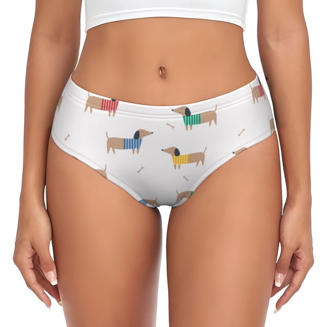 Balery Dachshund Dog Puppy Ropa Interior de Algodón para Mujer con Dibujo – Braguitas Cómodas y Elásticas, Estilo Clásico-Medium
