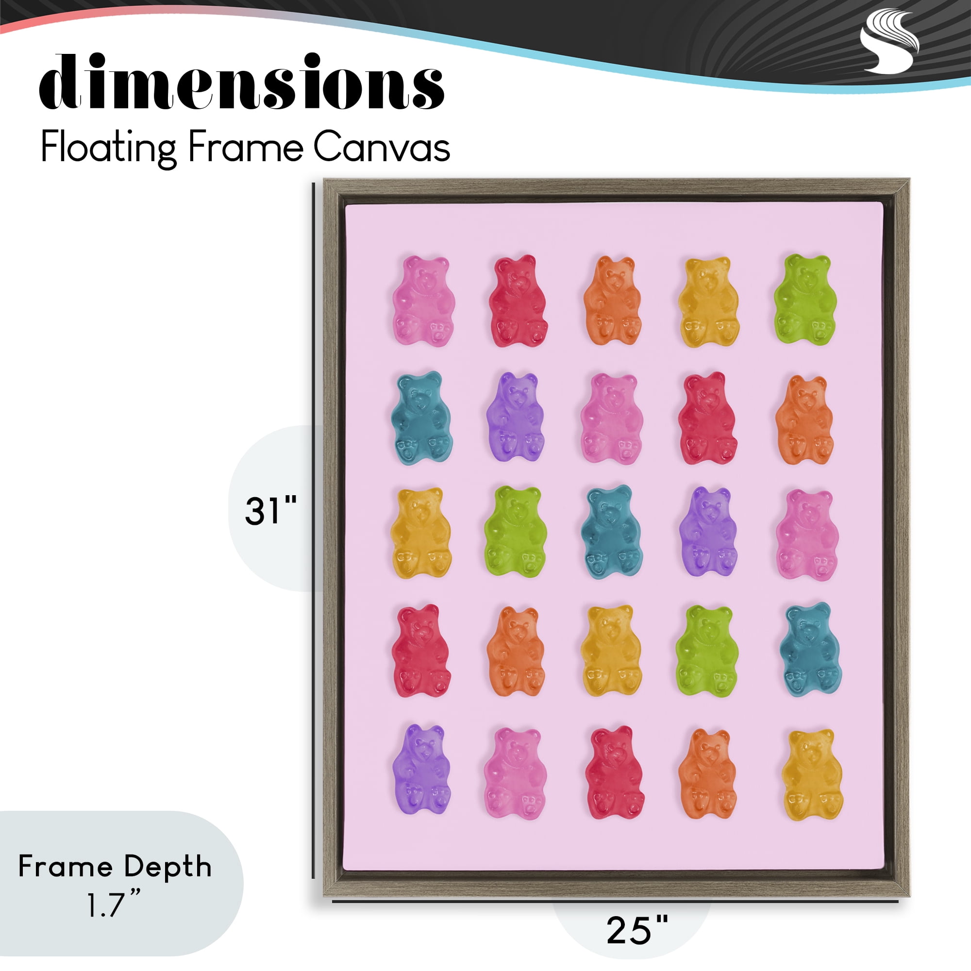 Stupell Industries Pastel Gummies on Pink Brown Framed Floater Canvas Wall Art, design by LISH Creative