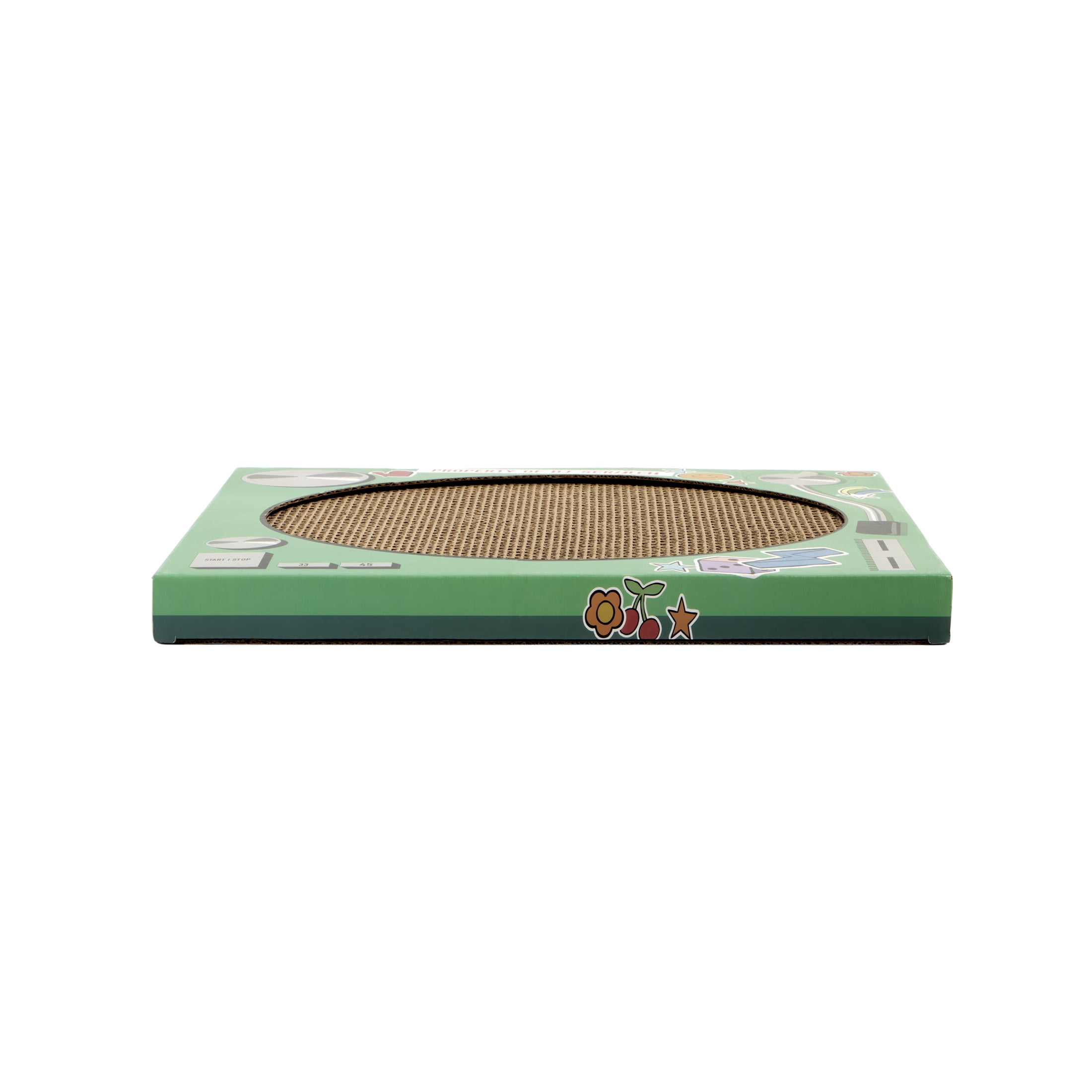 Oodles Green Retro Record Player Durable Corrugated Cardboard Cat Scratching Pad, One Size