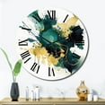 thumbnail image 3 of Designart "Azure, Teal, and Gold Brush II" Fractals Oversized Wall Clock, 3 of 5