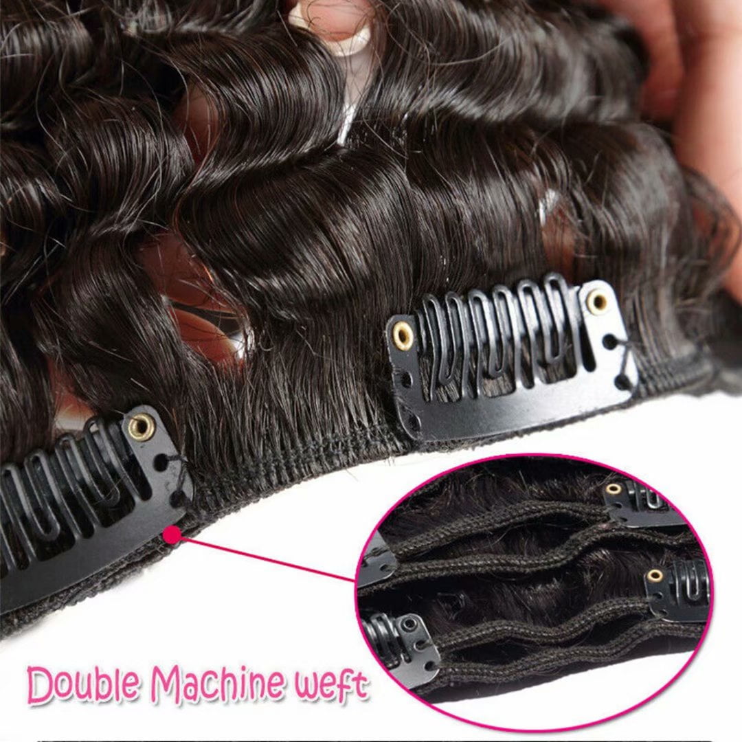 SEGO Kinky Curly Clip in Real Human Hair Extensions Double Weft Remy Full Head Thick Hair Extensions for Women