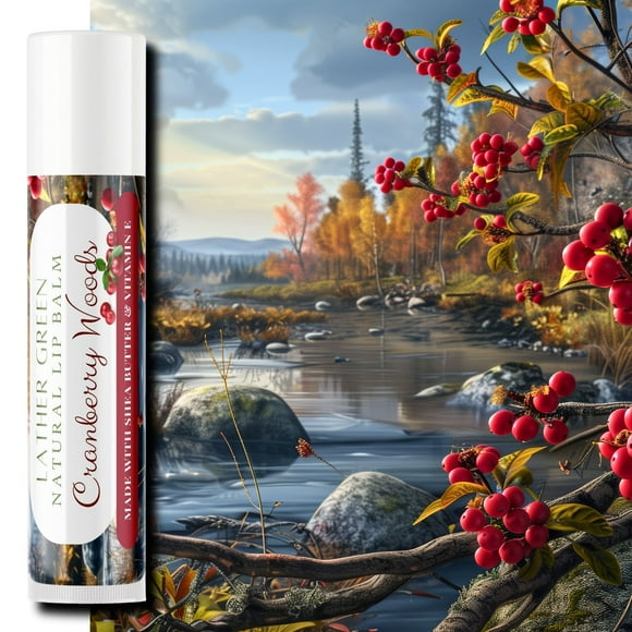 Cranberry Woods Natural Lip Balm, Pack of 3 by LatherGreen