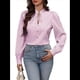 thumbnail image 1 of Camisas A Rayas con Botones para Mujer, Blusas Clásicas de Larga y Elegantes para Oficina y Trabajo. Rosa L, 1 of 9