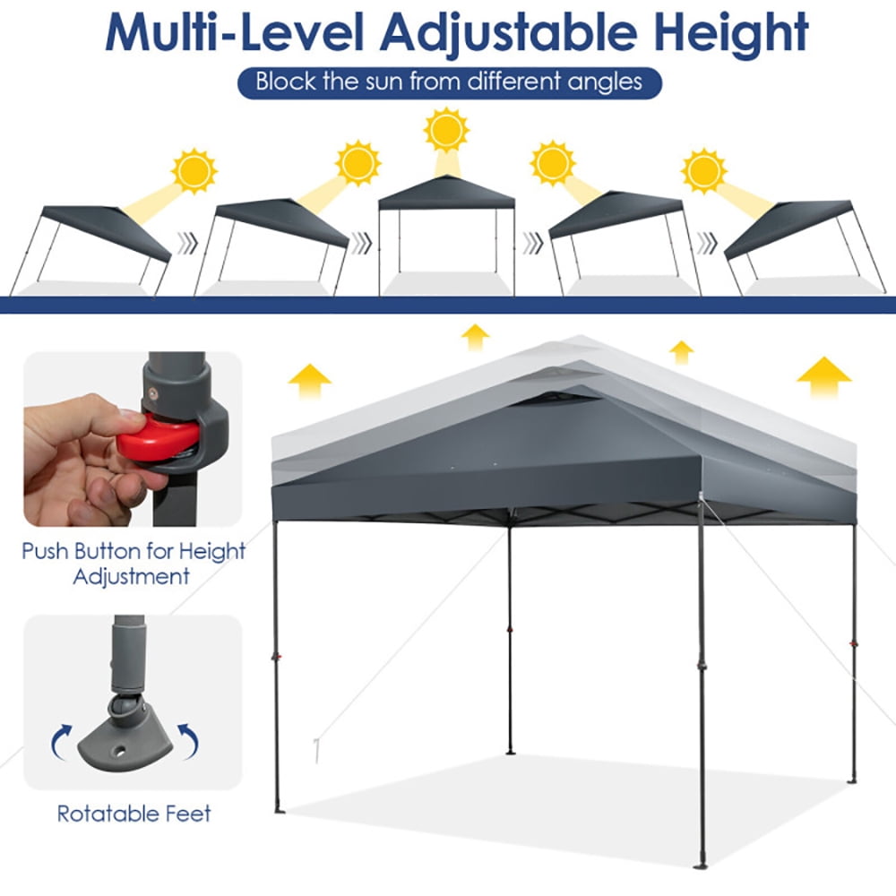 Aimee Lii 10 x 10 Feet Foldable Outdoor Instant Pop-up Canopy with Carry Bag, Backyard Canopy Gazebo for Party Camping BBQ Events, Gray