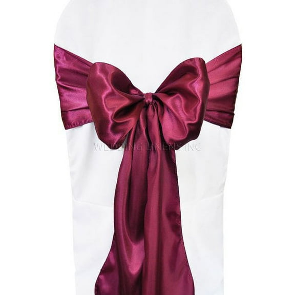 Wedding Linens Inc. (10pcs) 8" x 108" Satin Chair Sashes Chair Sash Bow ties for Wedding Party Catering Banquet Decoration Events - Sangria