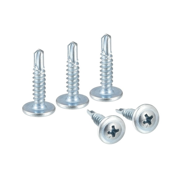 Uxcell #8 x 3/4" Carbon Steel Phillips Head Self Tapping Screws Silver Tone 200 Pack