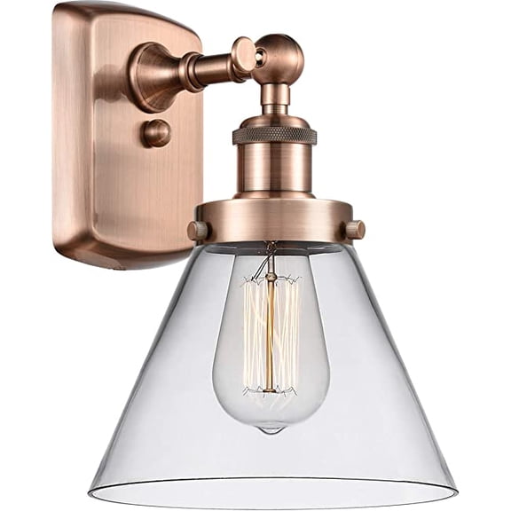 Innovations 916-1W-AC-G42-LED Large Cone 1 Light Sconce part of the Ballston Collection, Antique Copper