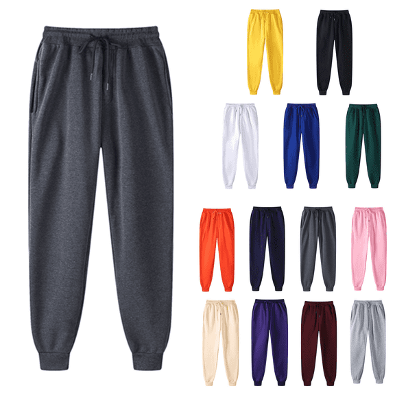 Plus Size Sweatpants for Women Fall Winter Fleece Lined Solid Color Sweat Pants Loose Running Gym and Jogging Pants with Pockets