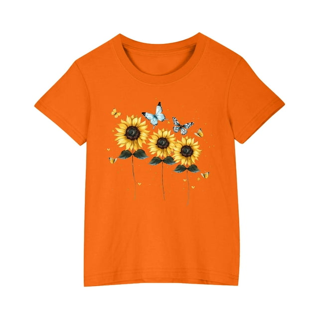 RXIRUCGD 2025 Vêtements d'Été pour Enfants T-shirt Imprimé Mode Mignon Col Rond Manches Courtes