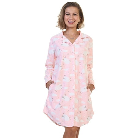 

Angelina Women s Flannel Button Down Sleep Shirt Dress Pajama (1-Pack)