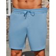 thumbnail image 3 of Pantalones cortos PINSPARK de algodón para hombre, casual, gimnasio, color azul claro, 3 of 6