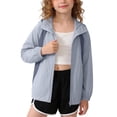 thumbnail image 3 of Abtuhar Boys and Girls Fall Winter Hooded Casual Outerwear and Jackets Color‑block Thin Sun‑protection Zip‑up Coat, 3 of 5
