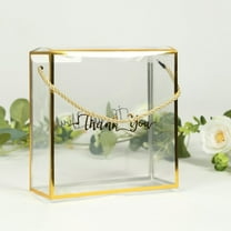 BalsaCircle 25 Gold and Clear 8x8 in PVC Favor Boxes with Rope Handles and Thank You Print Wedding Reception Events Party
