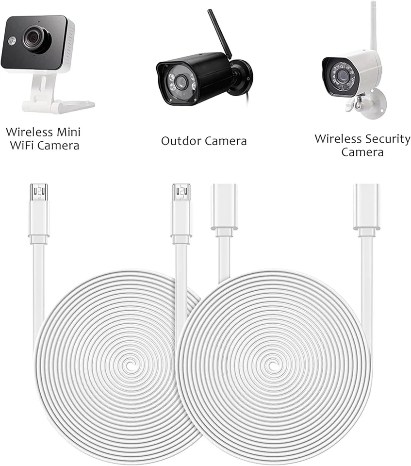 10Ft Micro Usb Power Extension Cable For Wireless Security Cameras 2 Pack