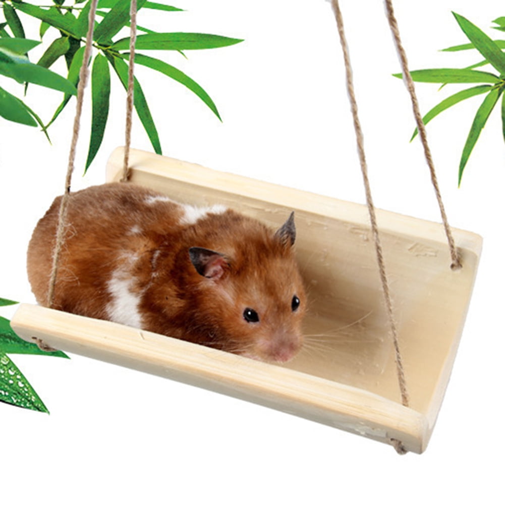 SPRING PARK Pet Hamster Bamboo Hanging Swing Toy Bed Bird Rat Cage