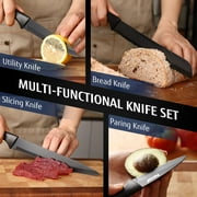 Hecef 15-Piece Kitchen Knife Block Set, Dishwasher Safe Stainless Steel Blades for Cooking and Chopping