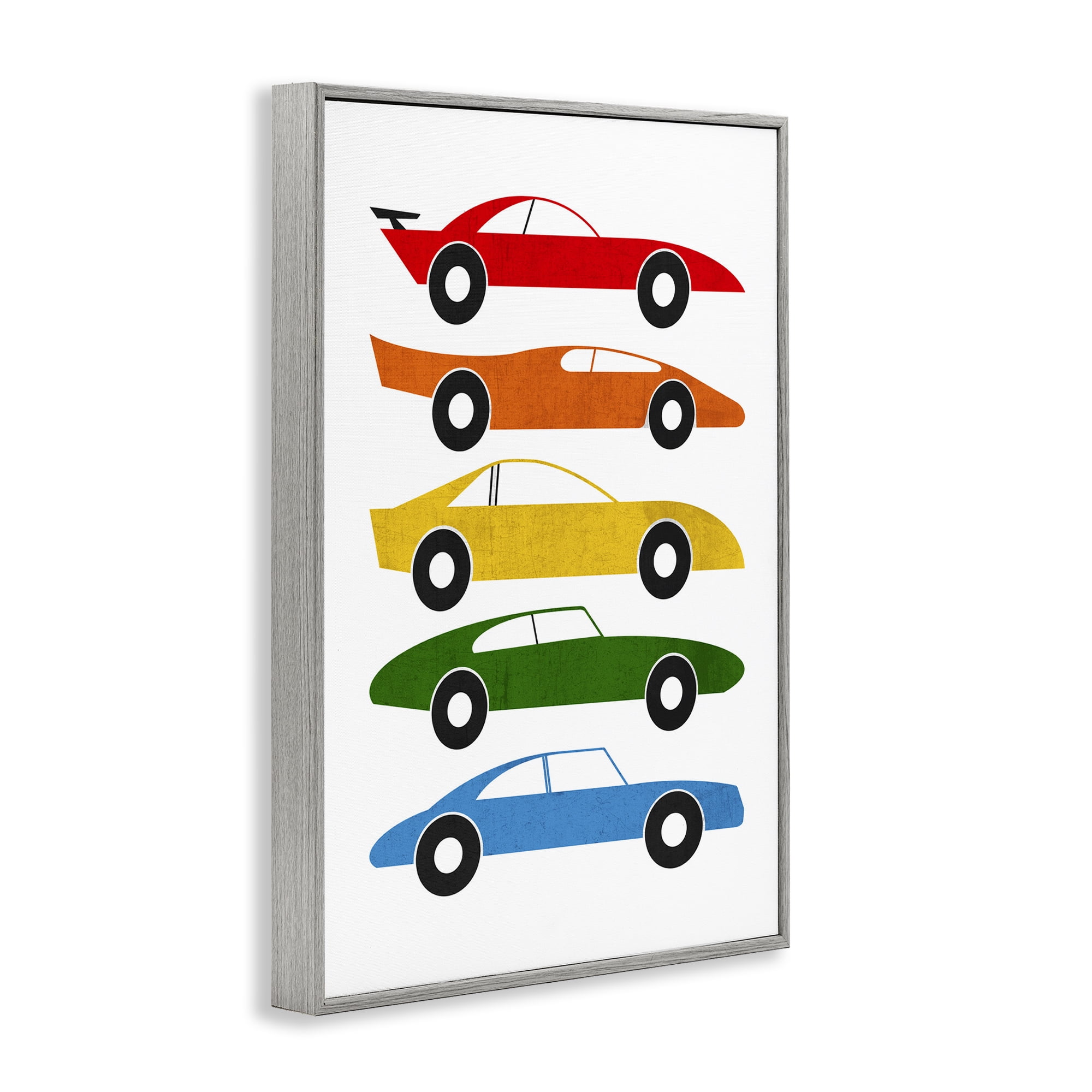 Stupell Industries Colorful Midcentury Cars Gray Framed Giclee Art, design by Tom Quartermaine
