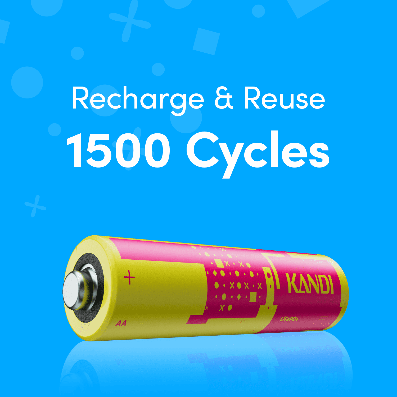 Kandi AA Lithium Rechargeable Batteries 8 Pack-Digital