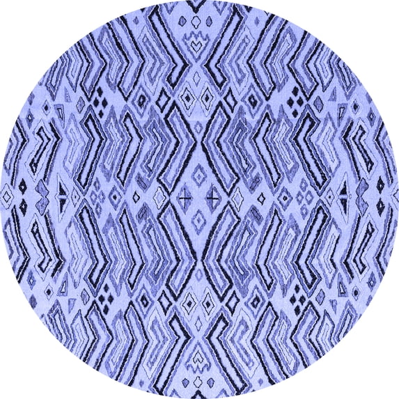 Ahgly Company Indoor Round Abstract Blue Modern Area Rugs, 7' Round