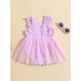 thumbnail image 2 of Bagilaanoe Newborn Baby Girl Rompers Dress Lace Flower Sleeveless Bodysuit 3M 6M 12M 18M 24M Infant Tulle A-Line Dress, 2 of 8