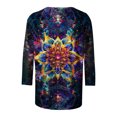 thumbnail image 5 of Sentuca - Camisetas para mujer, cuello redondo, manga 3/4, estilo bohemio, holgadas, con gráficos, color negro, talla XL, 5 of 5
