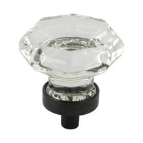 Better Homes & Gardens 1-7/16" (36mm) Clear Glass Geometric Knob, Oil Rubbed Bronze, 2 Pack