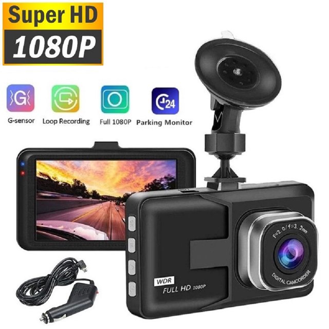 Cámara de salpicadero Ehuebsd LCD de 3 pulgadas grabadora de video conducción frontal y trasera de coche gran angular nocturno DVR para coche