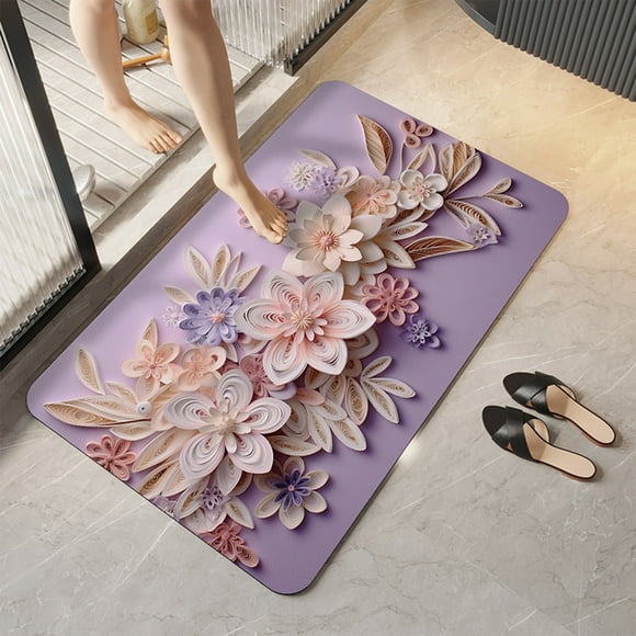 Diatomite Three-dimensional Flower Floor Mat Bathroom Non-slip Mat Quickdrying Soft Foot Mat Washable Foot Mat
