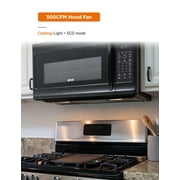 Commercial Chef 1.7 Cu. Ft. Over-The-Range Microwave Oven, 1000 Watt Microwave with 10 Power Levels, 300 CFM Hidden Vent Hood Fan, Touch Controls, LED Display, 10 Preset Options, CHMR17GB, Black