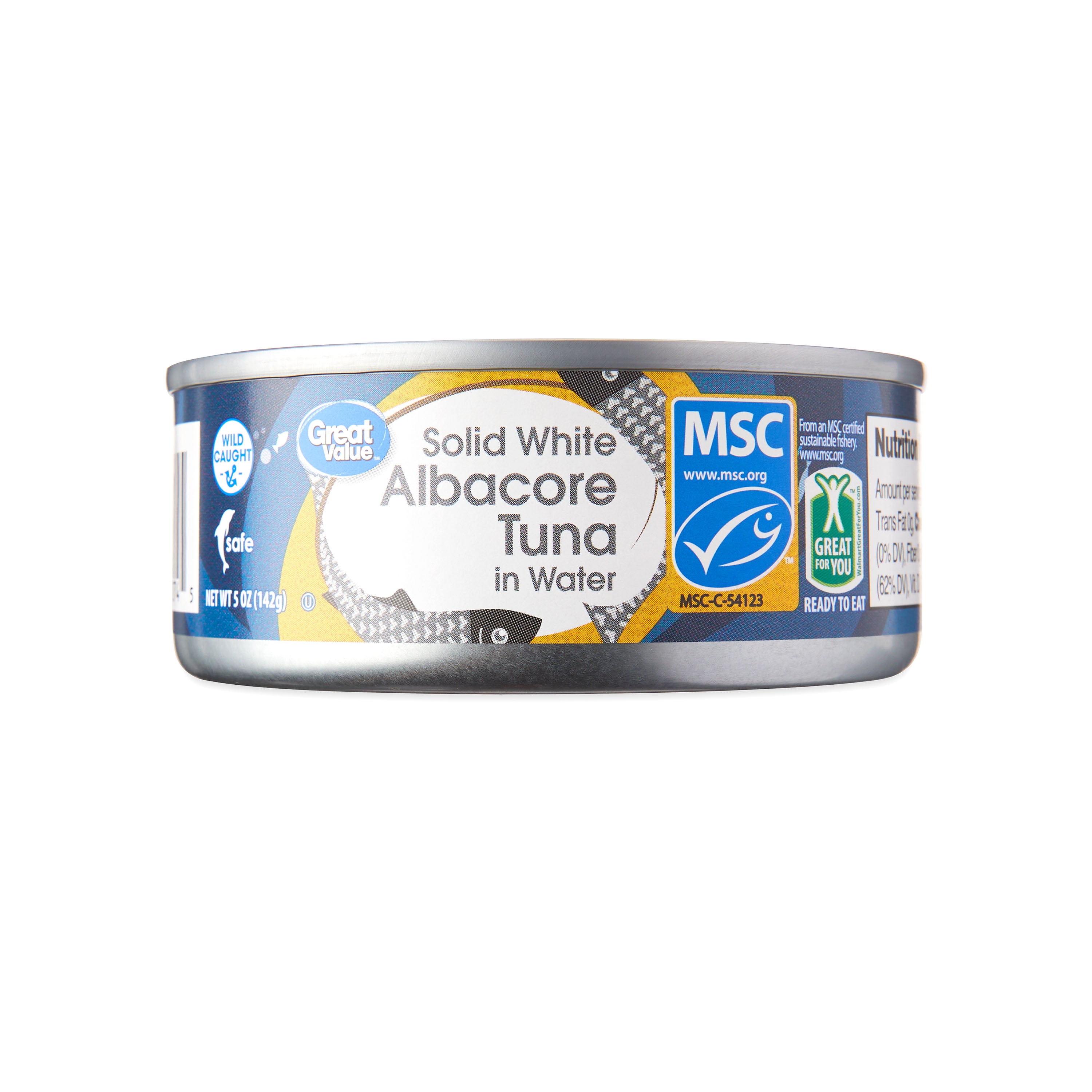 Great Value Premium Wild Caught Solid White Albacore Tuna in Water, 5 oz