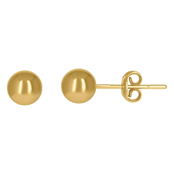 10K Yellow Gold Mens Polished Finish Ball Stud Earrings 3mm