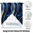 thumbnail image 3 of Swag Curtains Valances for Windows, Dark Blue Abstract Marble Texture Short Kitchen Window Curtains Over Sink, Gold Fluid Art Lines Cafe Curtains Panel Set Of 2,Rod Pocket, 36 Inches Length, 3 of 8