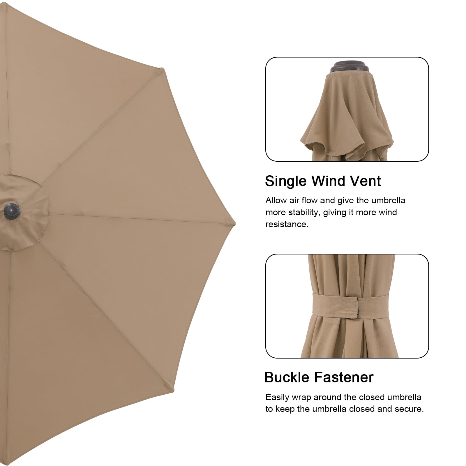 COBANA 9ft Patio Umbrella with Base Included, Outdoor Market Table Umbrella with Crank Tilt and Umbrella Stand Weights, Beige