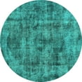 thumbnail image 1 of Ahgly Company Machine Washable Indoor Round Oriental Turquoise Blue Industrial Area Rugs, 8' Round, 1 of 4