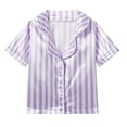 thumbnail image 3 of LEKWK Boys Girls Striped Pajamas Short Sleeve Button Down Tops and Shorts Lightweight Silky 2 Piece Loungewear Summer Casual Sleep Homewear 0-5Y, 3 of 8