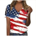 thumbnail image 2 of Nrmvnmi Women's Patriotic Short Sleeve Blouse Shirt Summer American Flag Dressy Casual Loose Cute Cold Shoulder Tunic Top Mothers Day Gifts Independence Day, 2 of 4