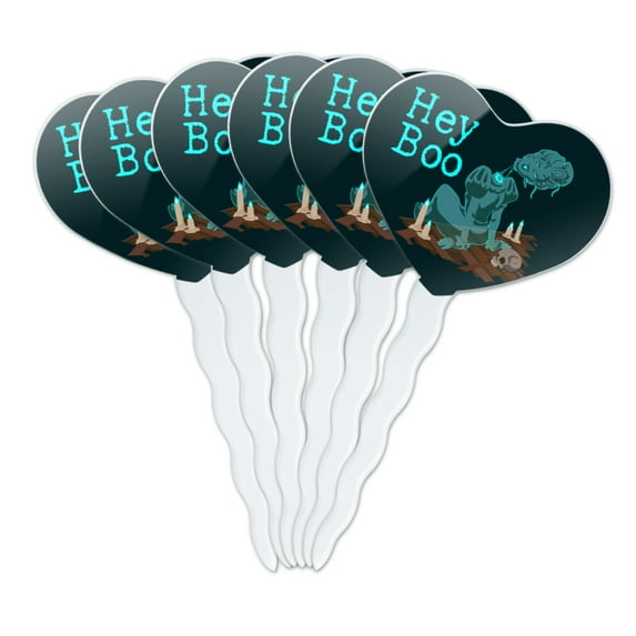 Hey Boo Victorian Headless Ghost Woman Heart Love Cupcake Picks Toppers Decoration Set of 6